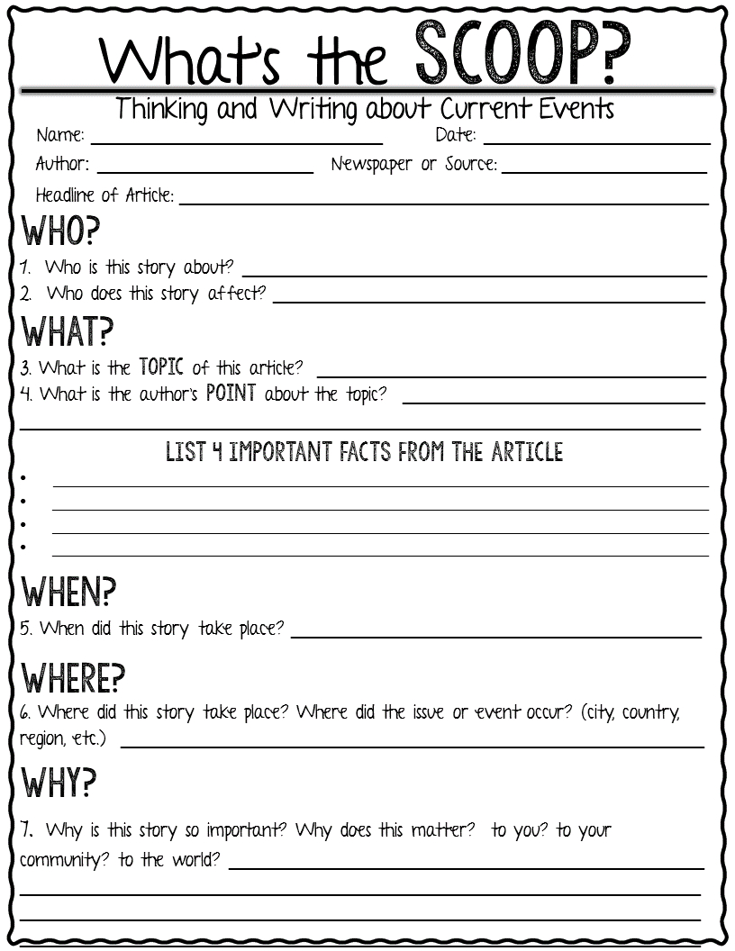 Current Event Activity Sheet Worksheets Library