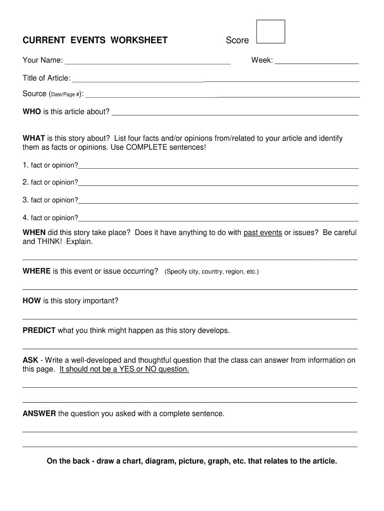 Current Events Worksheet Fill Online Printable Fillable Blank Worksheets Library
