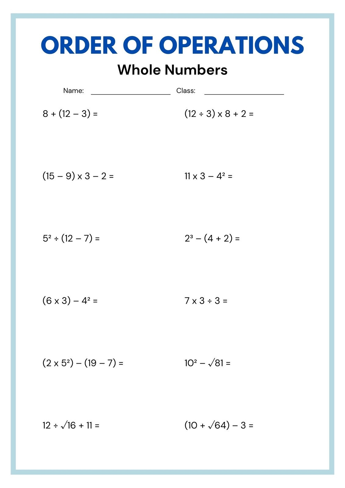 Customize 16 Order Of Operations Worksheets Templates Online Canva Customize 16 Order Of Operations Worksheets Templates Online Canva