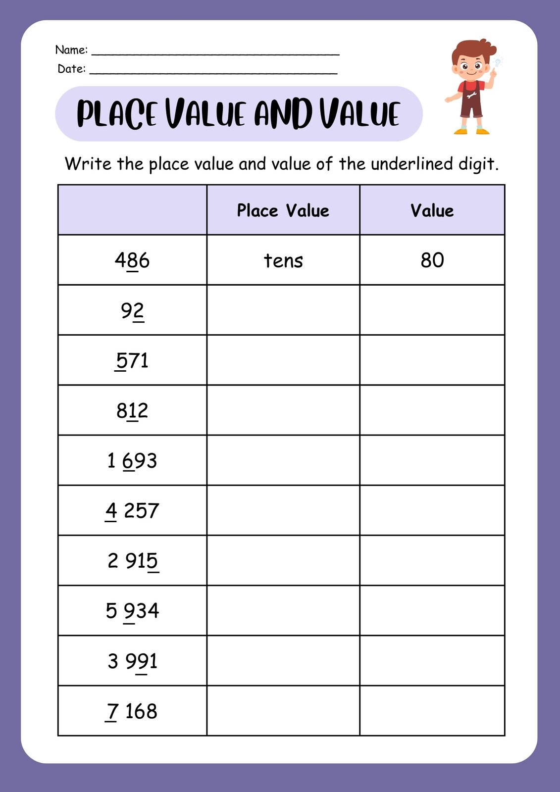 Customize 83 Place Value Worksheets Templates Online Canva