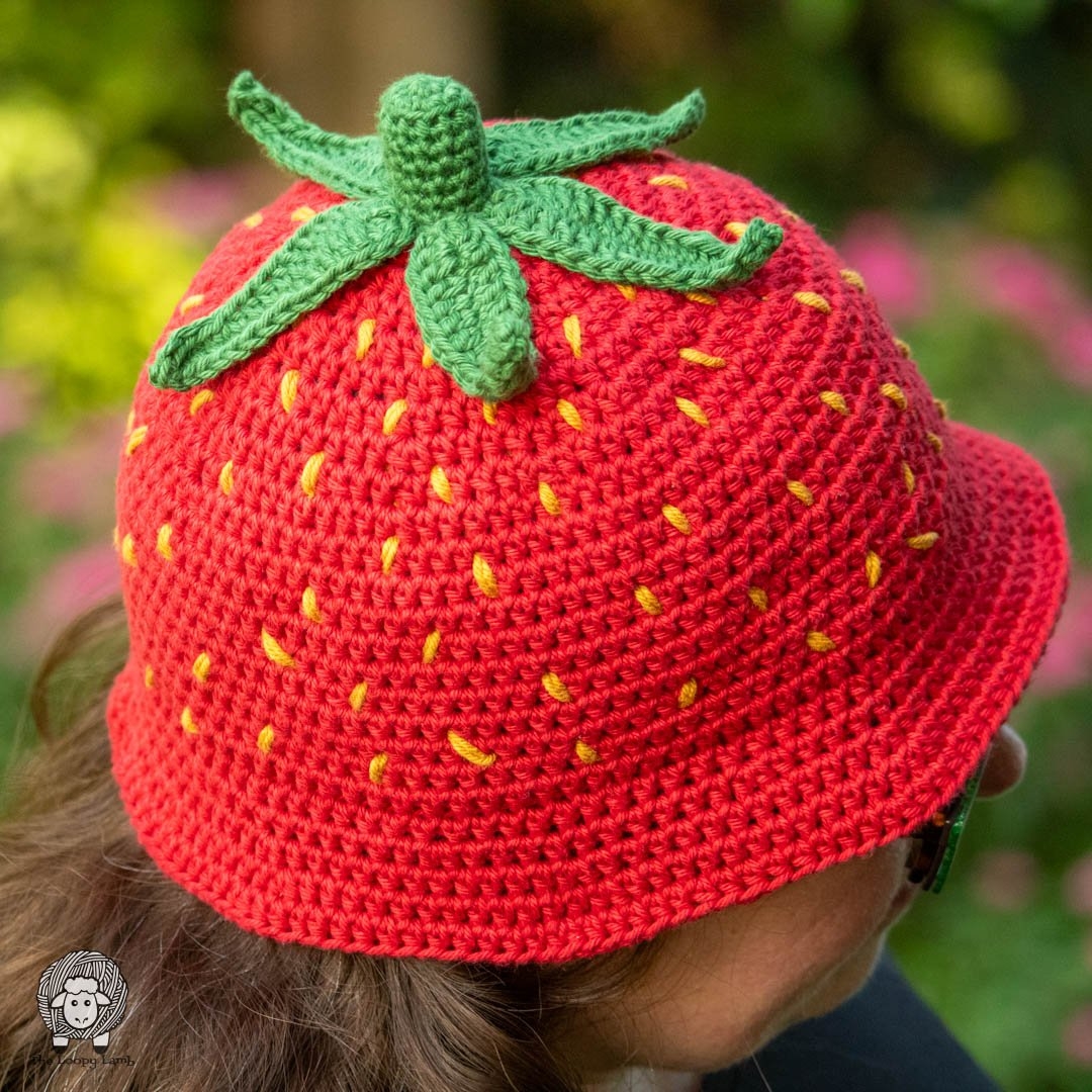 Cute And Easy Free Strawberry Bucket Hat Crochet Pattern