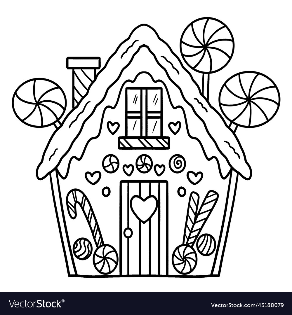 Cute Gingerbread House Coloring Page Royalty Free Vector Cute Gingerbread House Coloring Page Royalty Free Vector