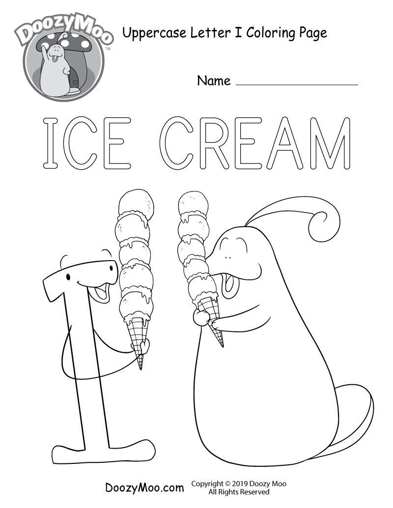 Cute Uppercase Letter I Coloring Page Free Printable Doozy Moo
