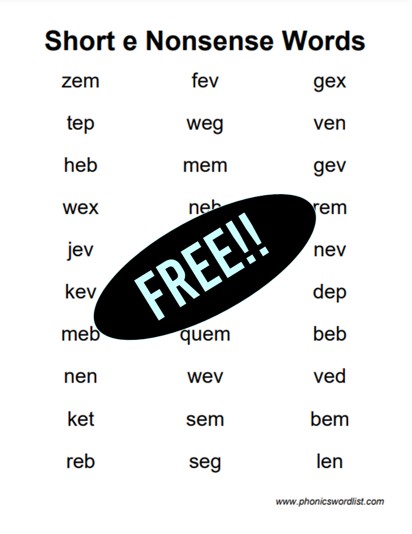CVC Words Free Printable Lists Generator