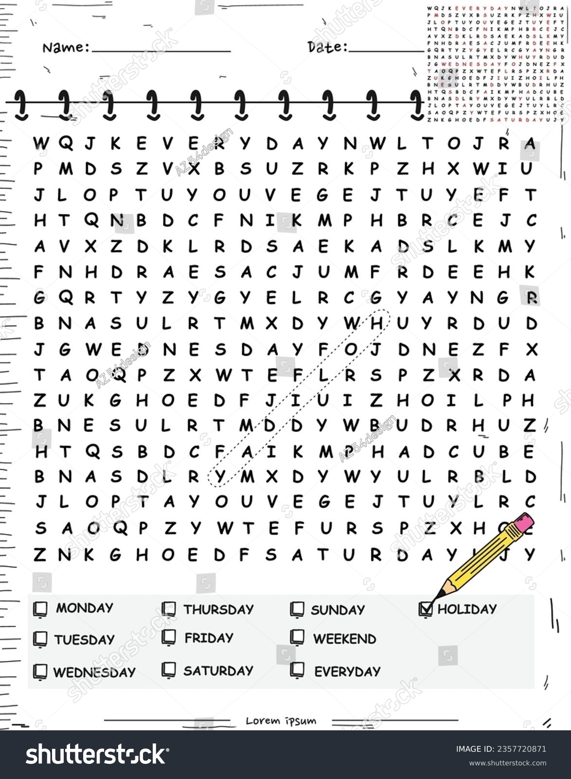 actividades escolares word search