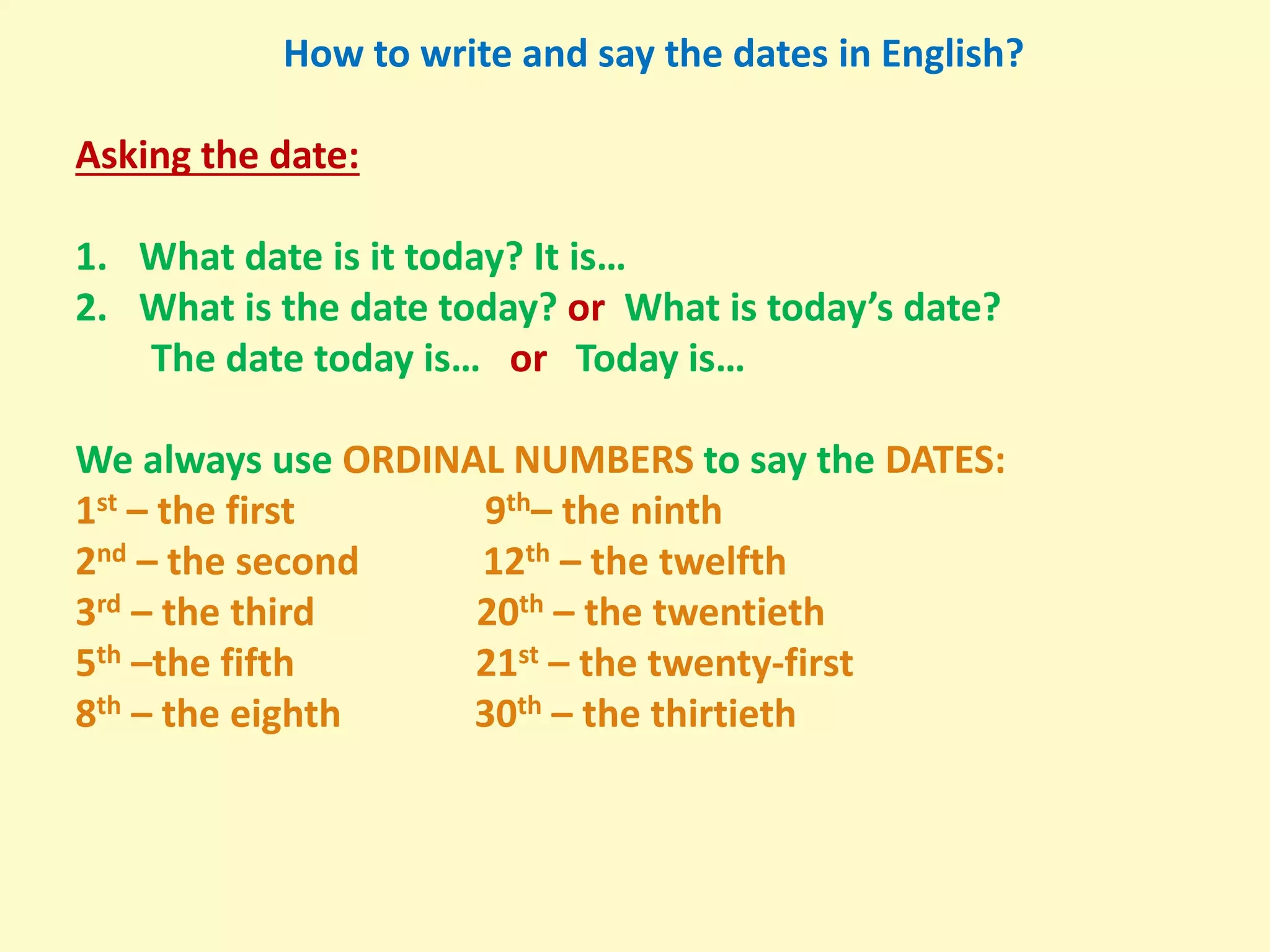 how to write the date in english