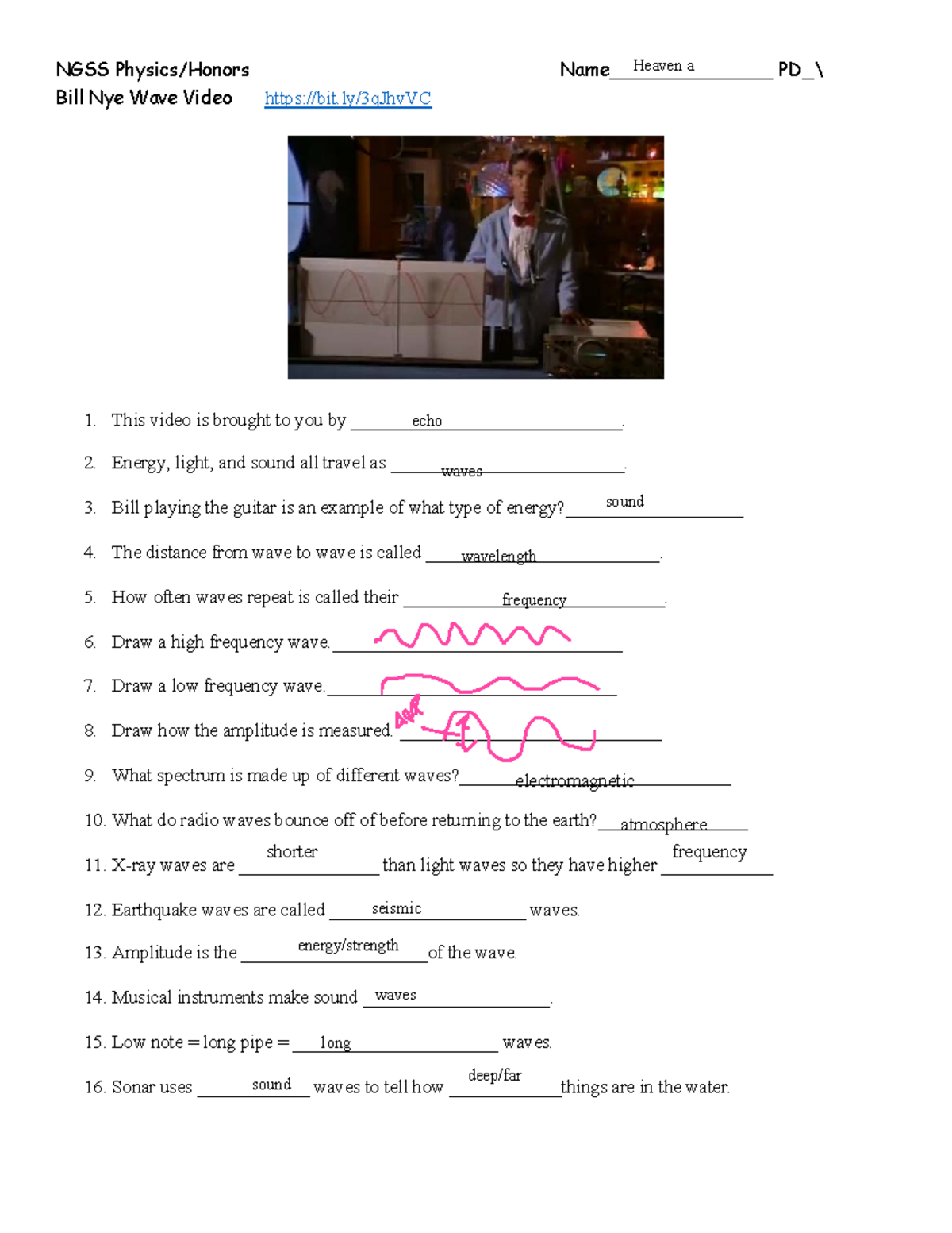 Day 13 Bill Nye Waves Video Notes 15 16 Mar 21 Studocu