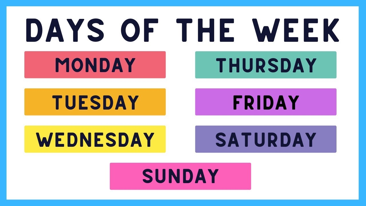 Days Of The Week In English YouTube