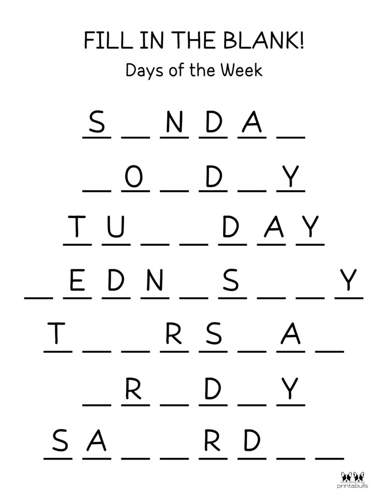 Days Of The Week Worksheets amp Printables 50 Free Pages Printabulls Worksheets Library Days Of The Week Worksheets amp Printables 50 Free Pages Printabulls Worksheets Library