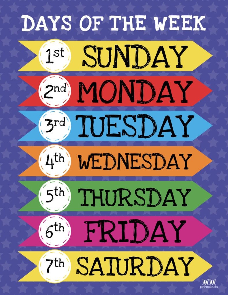 days of the week printable