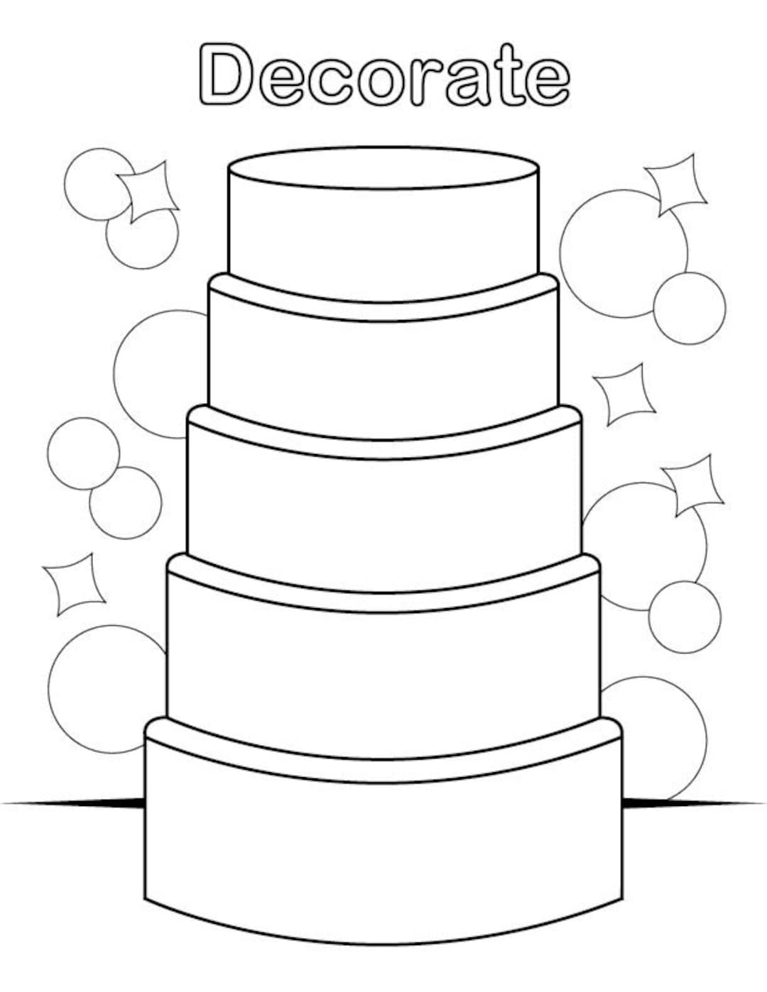 Decorate The Cake Coloring Page Etsy Decorate The Cake Coloring Page Etsy