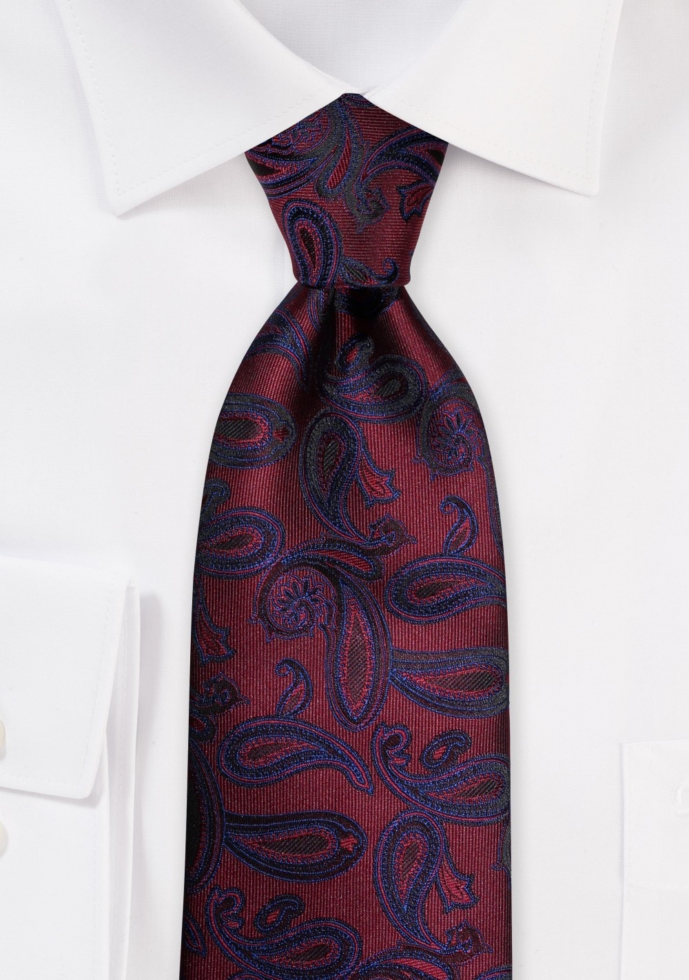 Designer Paisley Tie In Burgundy And Navy Cheap Neckties