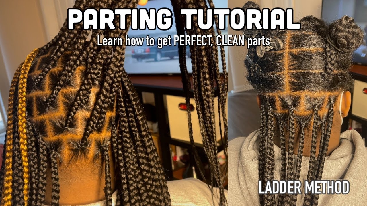 DETAILED Parting Tutorial How To Get Perfect Parts Medium Knotless Braids YouTube