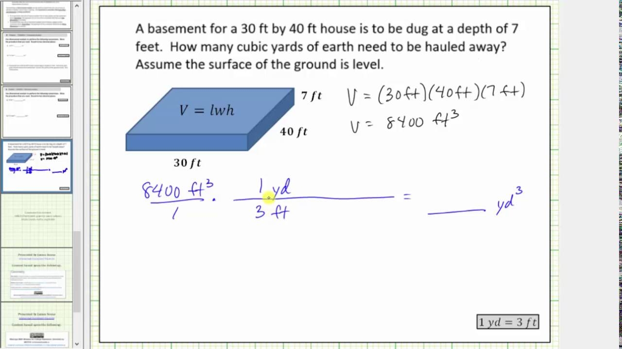 Determine Volume In Cubic Feet And Cubic Yards Conversion YouTube Determine Volume In Cubic Feet And Cubic Yards Conversion YouTube