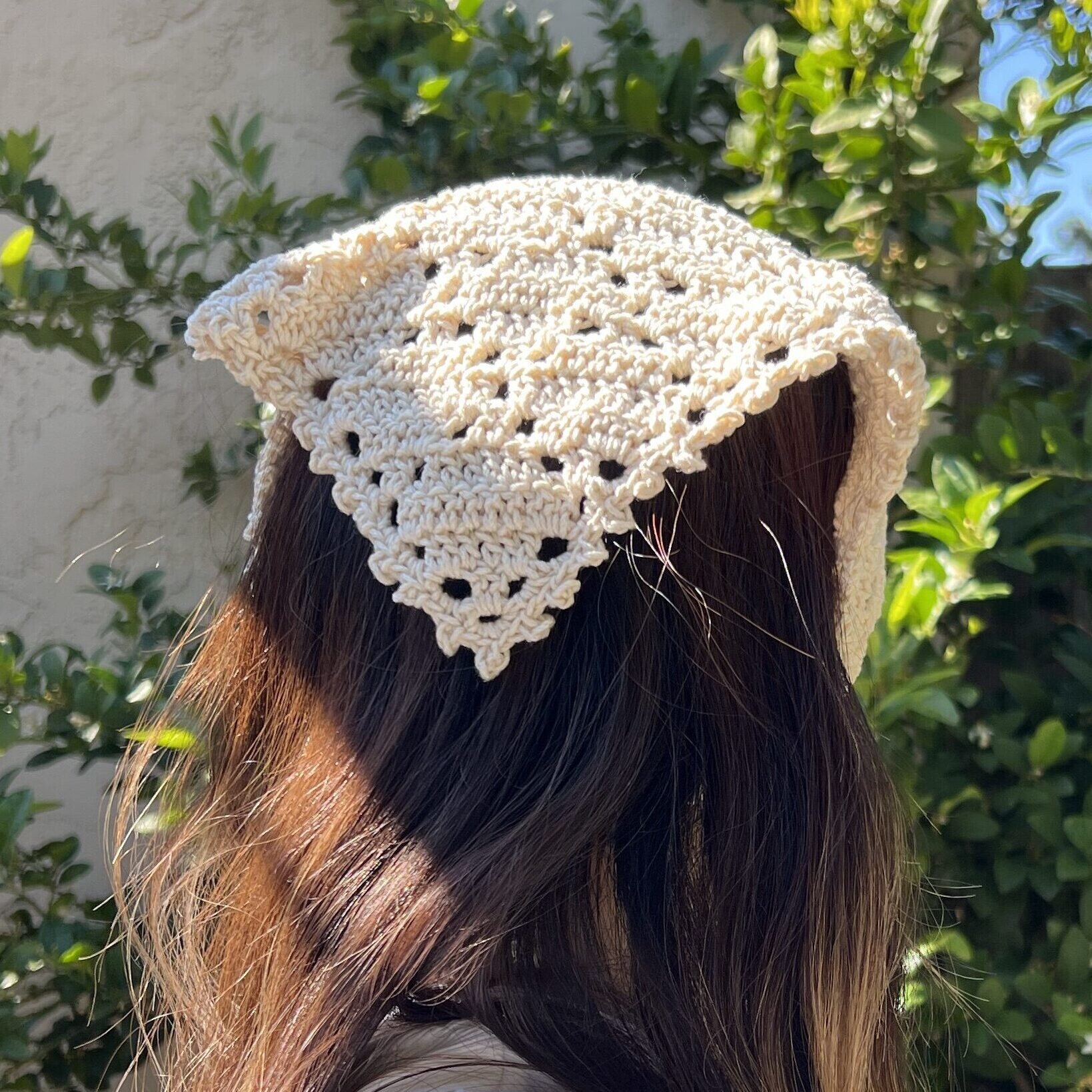 Diamond Lace Crochet Bandana Free Pattern Tutorial