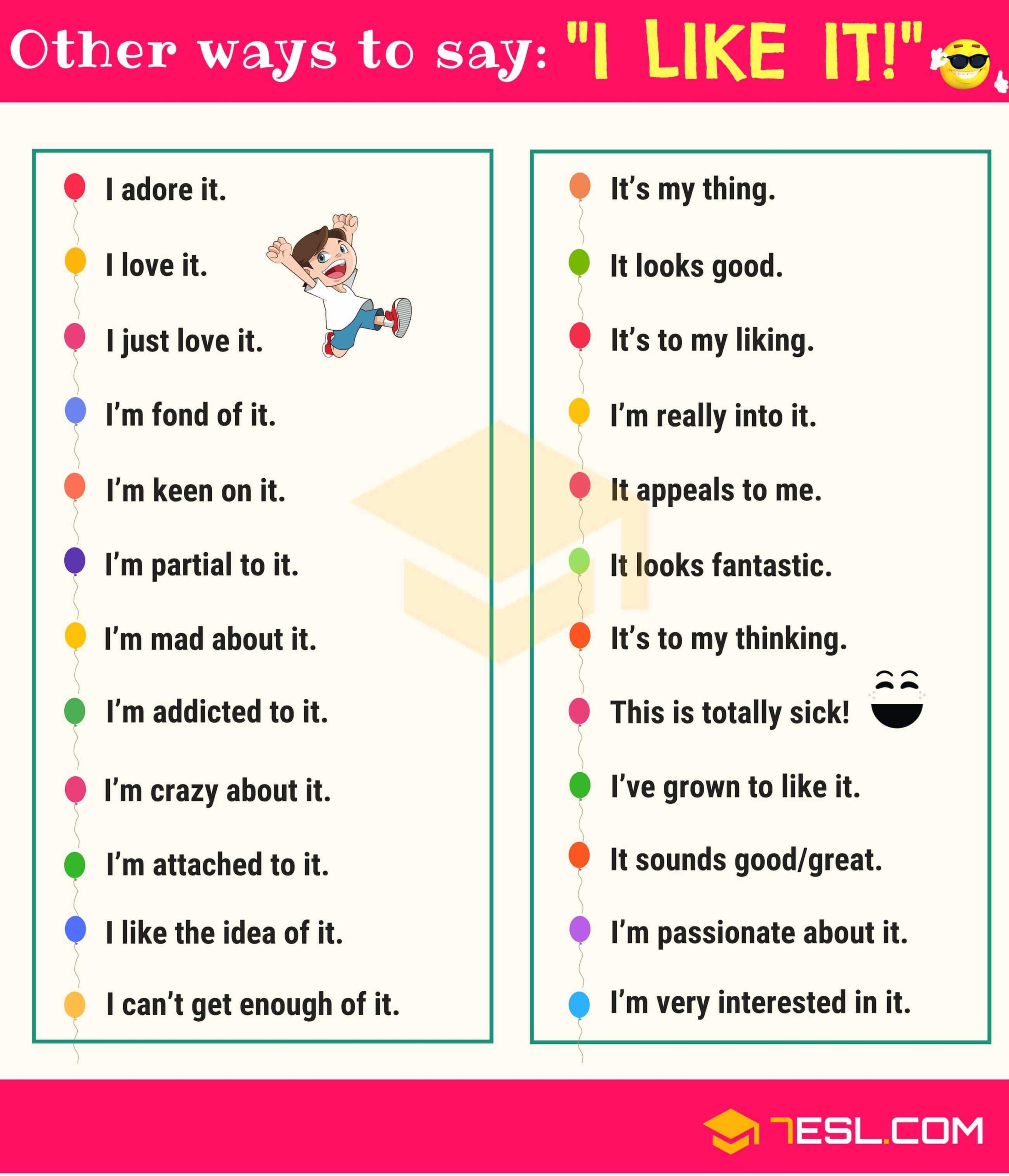 Different Ways To Say I Like It I Don t Like It 7ESL Different Ways To Say I Like It I Don t Like It 7ESL