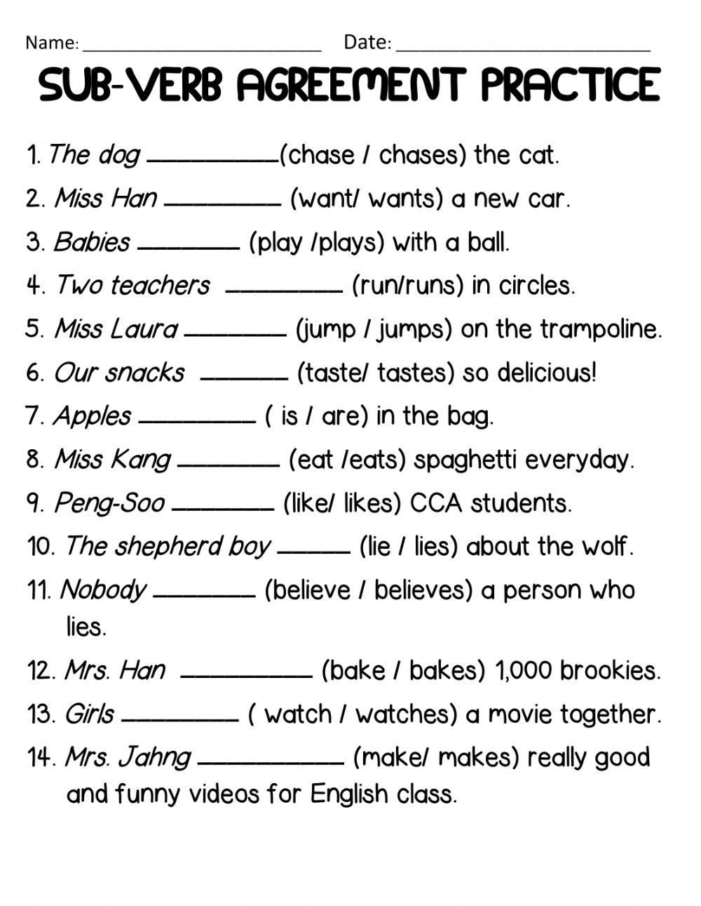 Discover 24 Subject Verb Agreement And Subject Verb Agreement Chart Ideas Subject Verb Agreement Exercises Pdf Teaching Subject Verb Agreement Verb Worksheets And More