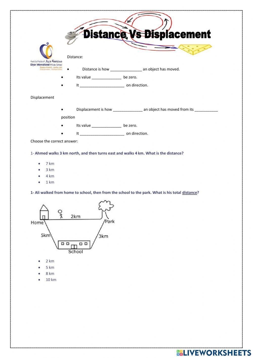 Distance And Displacement Worksheet 2 docx Name Date Distance Worksheets Library