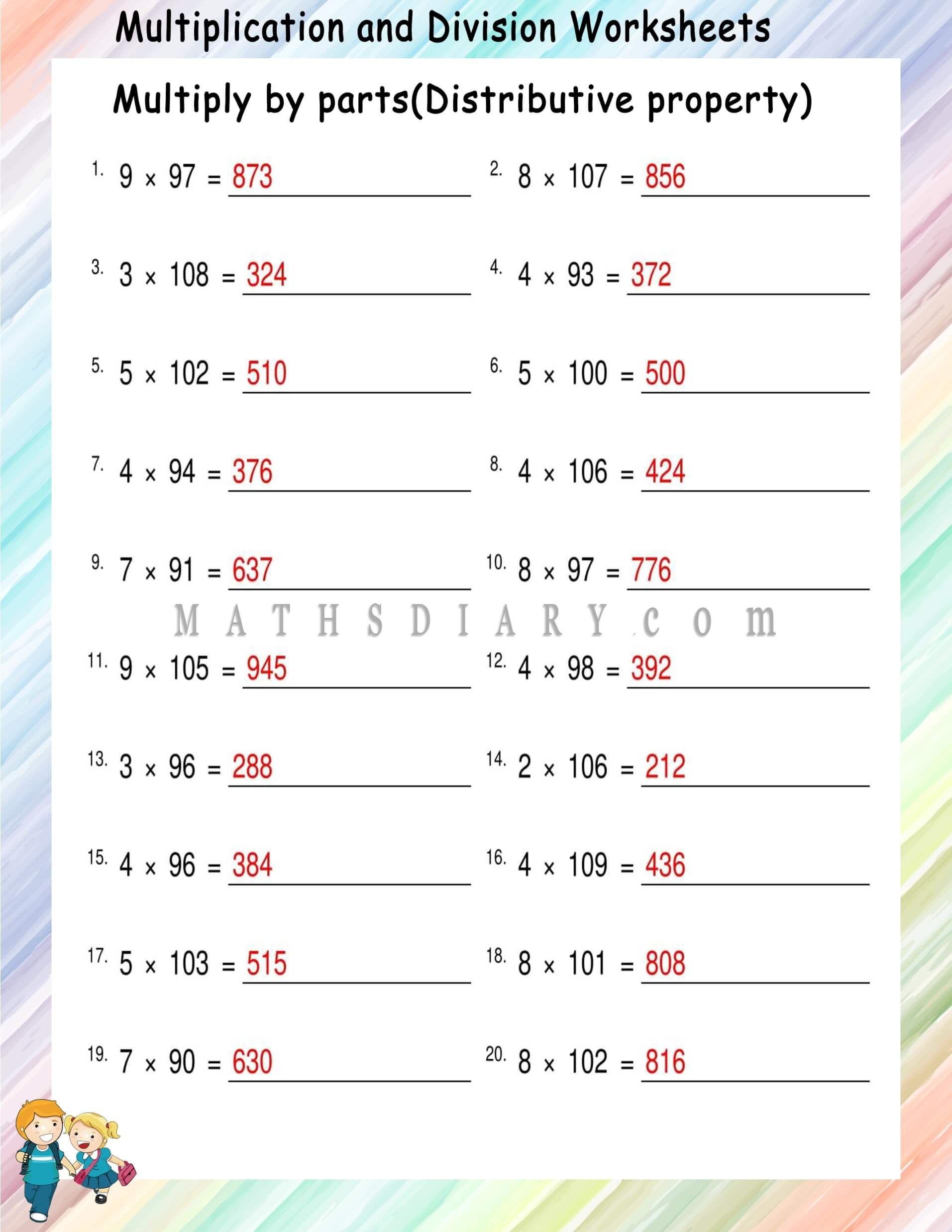 Distributive Property Of Multiplication Worksheets Common Core Worksheets Library