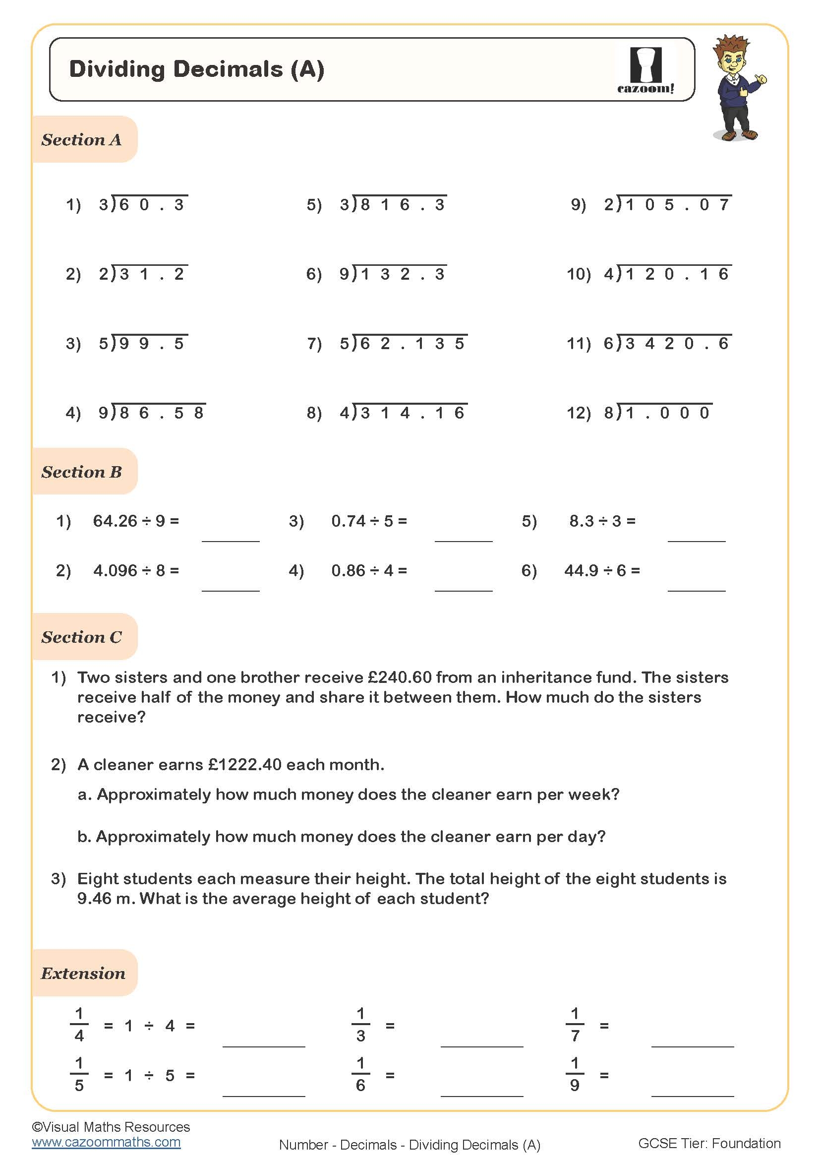 dividing with decimals worksheets dividing with decimals worksheets