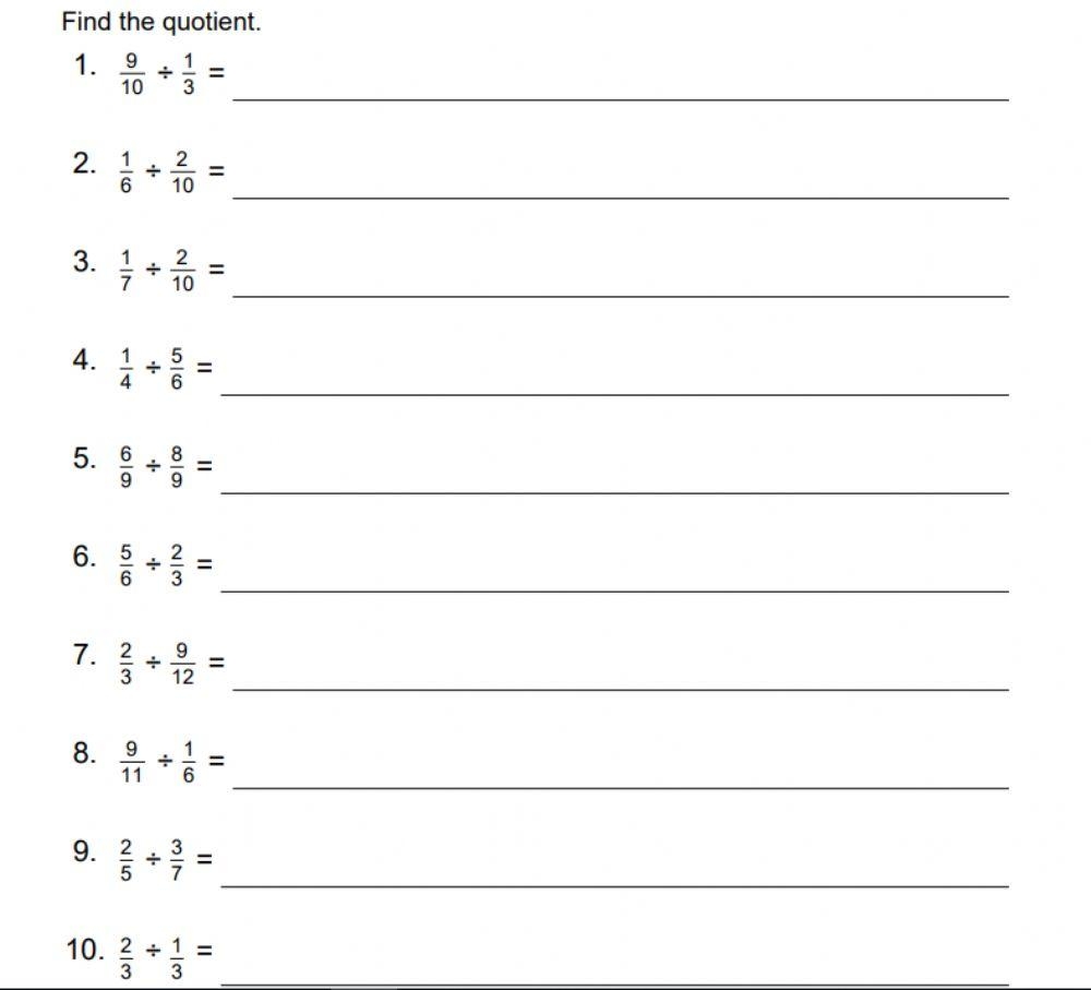 Dividing Fractions Live Worksheets Worksheets Library