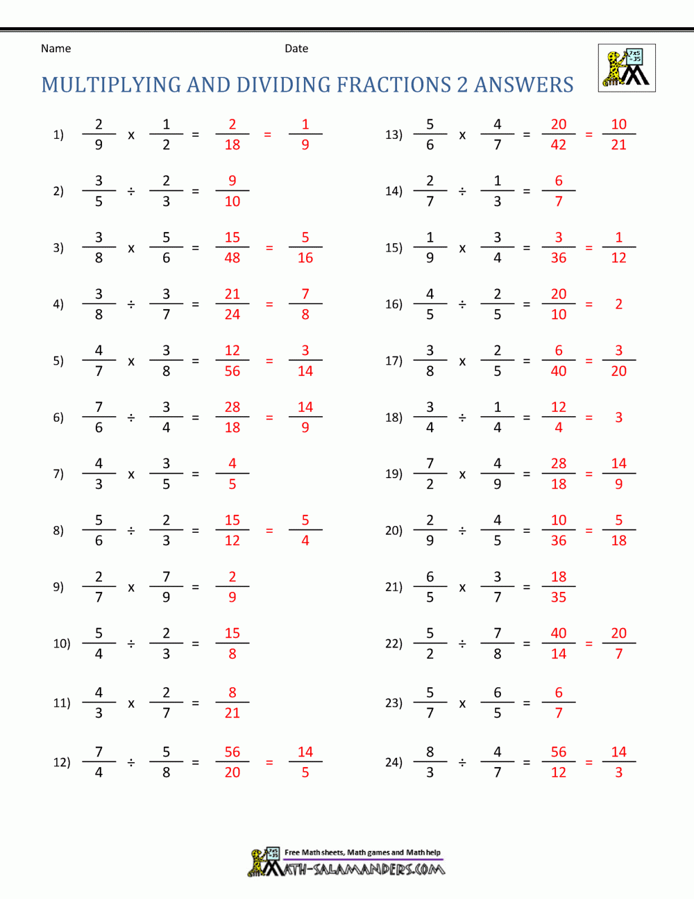 Dividing Fractions Worksheet Worksheets Library