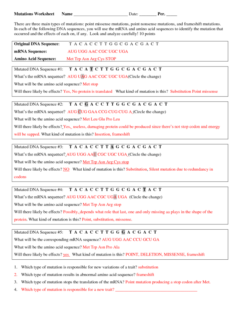 Dna Mutations Practice Worksheets Answer Key Word Problem Worksheets Library Dna Mutations Practice Worksheets Answer Key Word Problem Worksheets Library