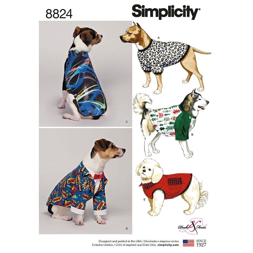 Dog Coats In Three Sizes Simplicity Sewing Pattern 8824 Sew Essential