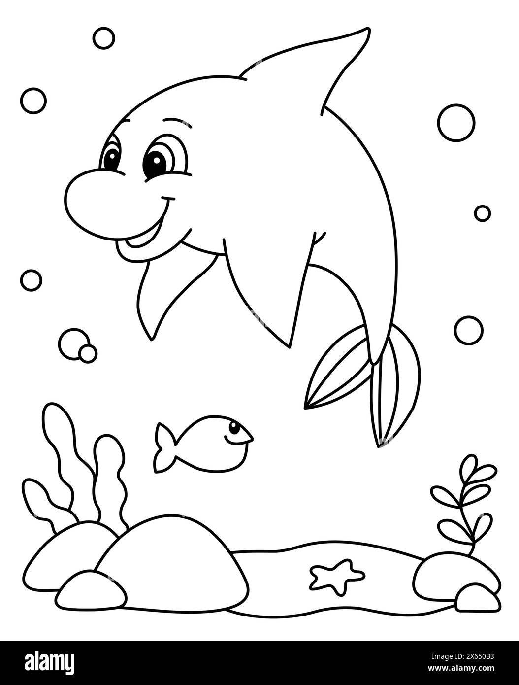 Dolphin Coloring Book Page Stock Vector Images Alamy