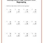 Double Digit Addition With Regrouping Worksheets