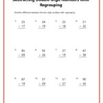 Double Digit Subtraction With Regrouping Borrowing K12 Math Worksheets