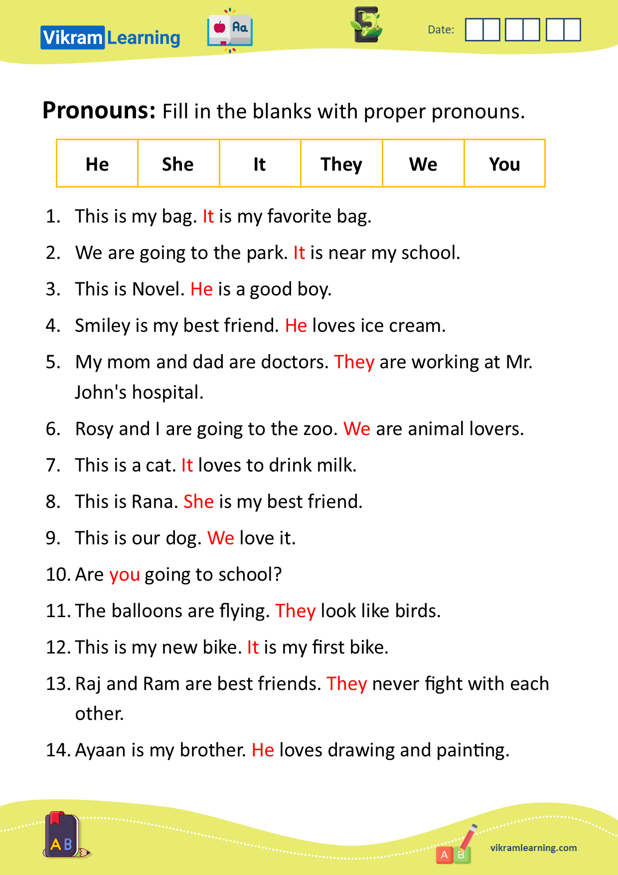 Download Possessive Pronouns Worksheets For Free Vikramlearning