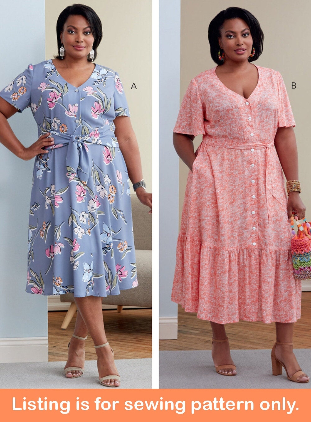 DRESS SEWING PATTERN Make Womens Clothes Clothing Short Sleeves Size 1X 4X Plus Size Easy Simple Woman Spring Summer Outfit 6763 Etsy Sweden