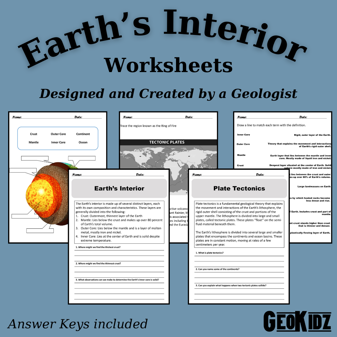 Earth Science Geology Worksheets Earth s Interior Worksheet GeoKidz Earth Science Geology Worksheets Earth s Interior Worksheet GeoKidz