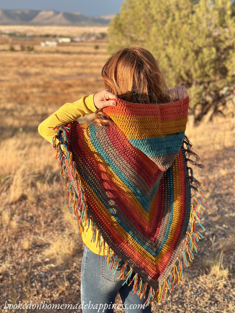 Easy All Double Crochet Hooded Poncho Free Crochet Pattern Using Caron Big Cakes Hooked On Homemade Happiness