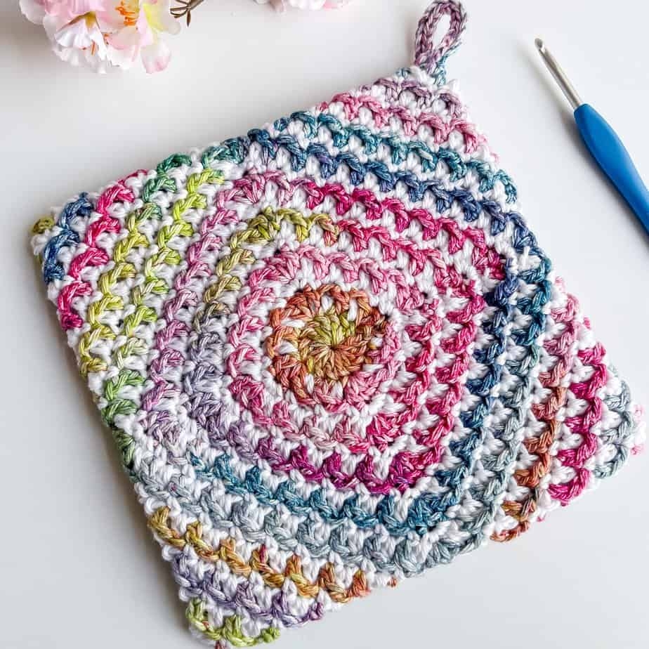 Easy Crochet PotHolder Made From A Square Free Pattern Nana s Crafty Home