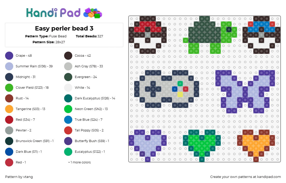 Easy Perler Bead 3 Kandi Pad Kandi Patterns Fuse Bead Patterns Pony Bead Patterns