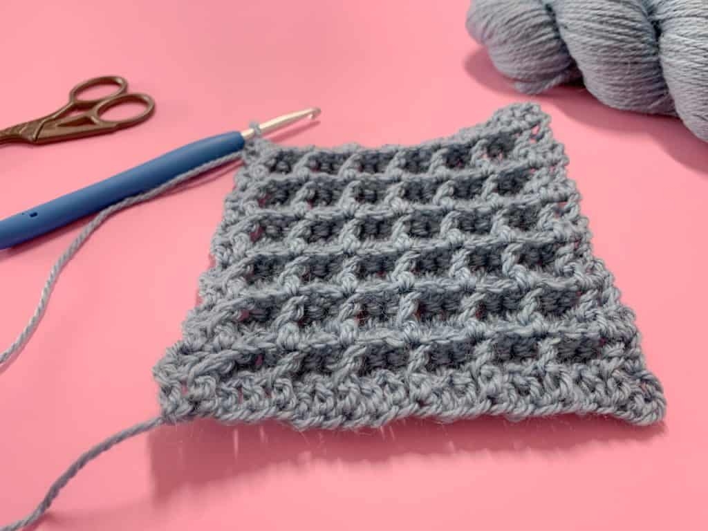 Easy Waffle Stitch Tutorial written Photo Video Dora Does