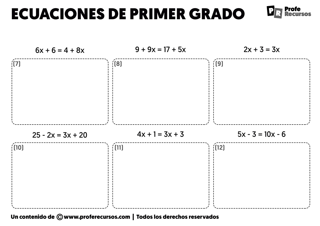 Ecuaciones De Primer Grado Ejercicios Soluciones 