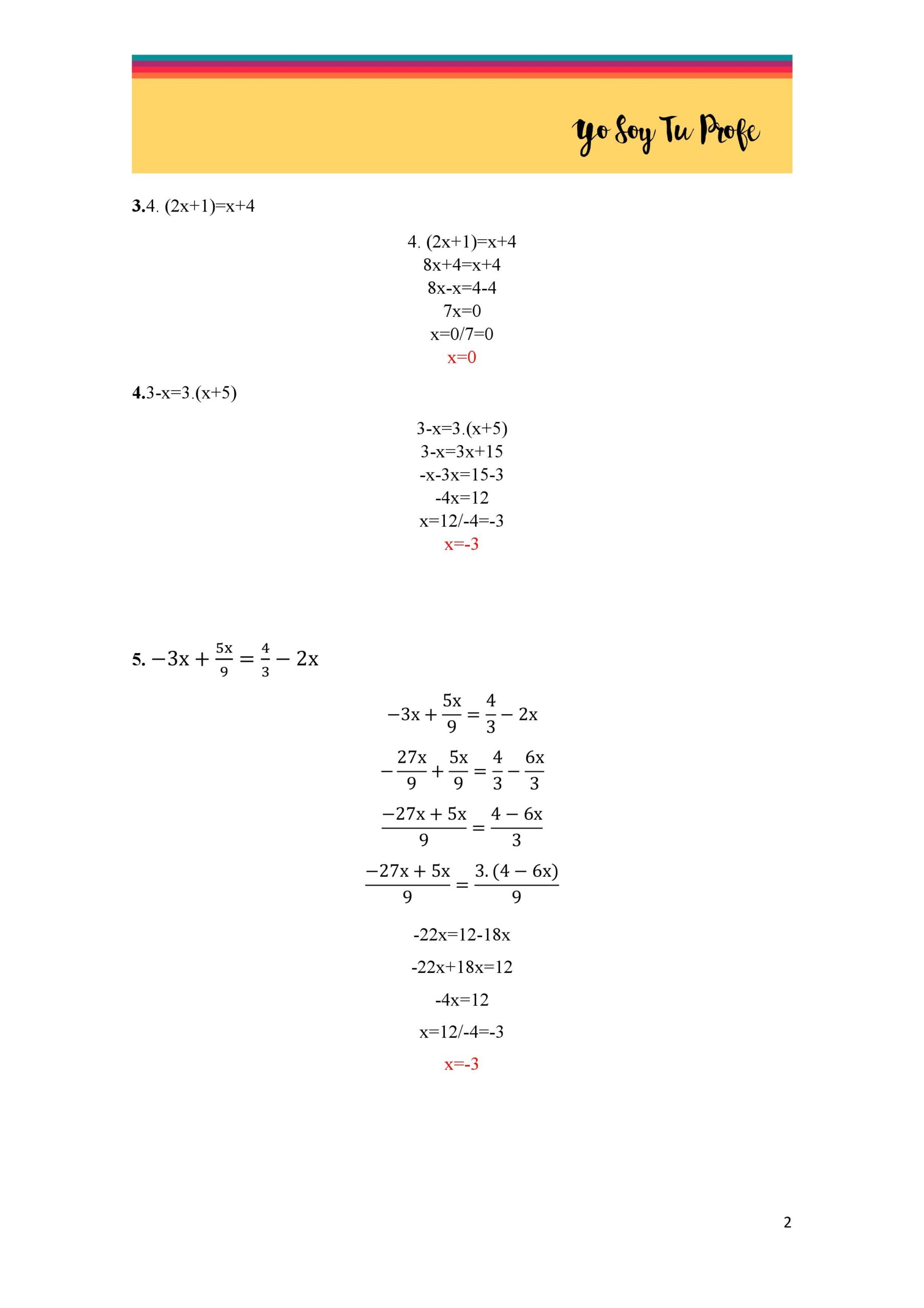 Ecuaciones De Primer Grado Ejercicios Yo Soy Tu Profe Ecuaciones De Primer Grado Ejercicios Yo Soy Tu Profe