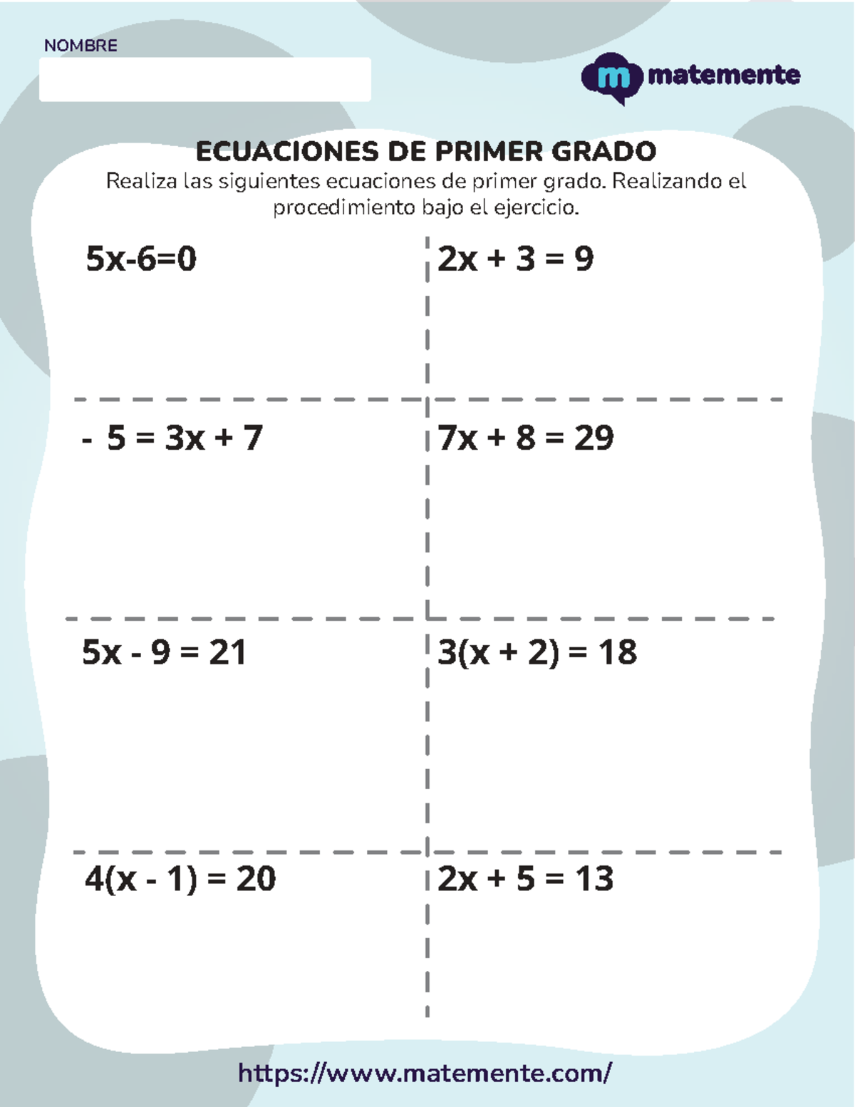 Ejercicios De Ecuaciones De Primer Grado NOMBRE ECUACIONES 1er Grado Studocu Ejercicios De Ecuaciones De Primer Grado NOMBRE ECUACIONES 1er Grado Studocu