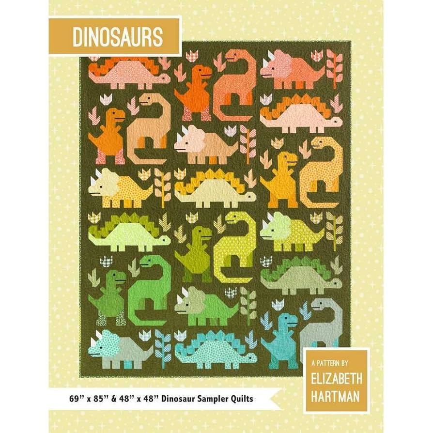 Elizabeth Hartman EH058 Dinosaur Quilt Pattern Cotton Green Brown Elizabeth Hartman Amazon de Home Kitchen