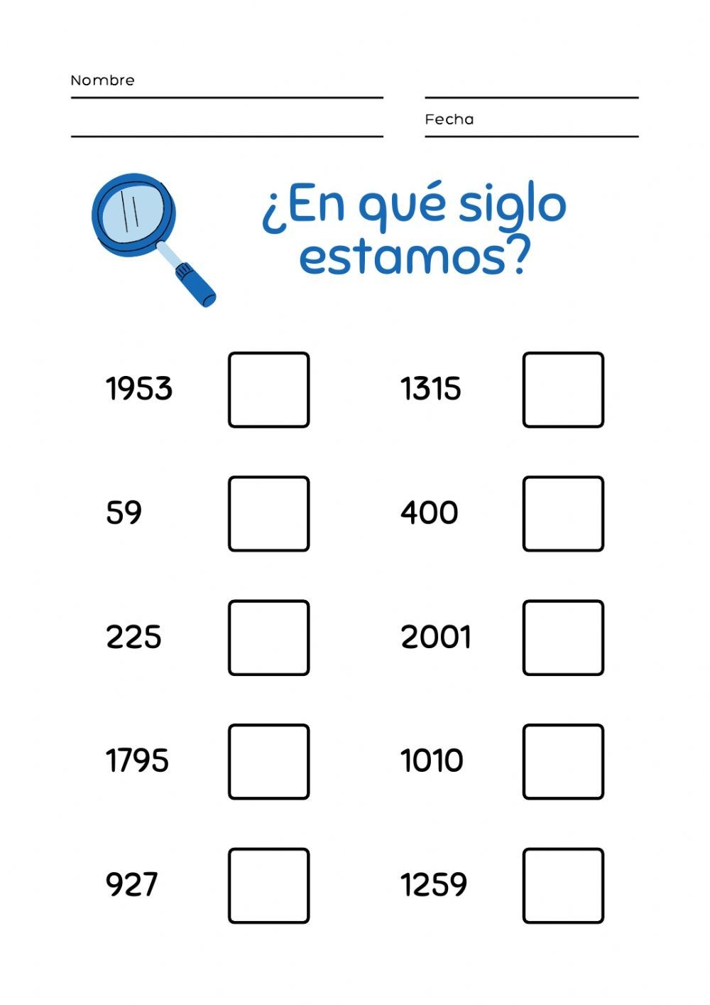 En Qu Siglo Estamos Worksheet