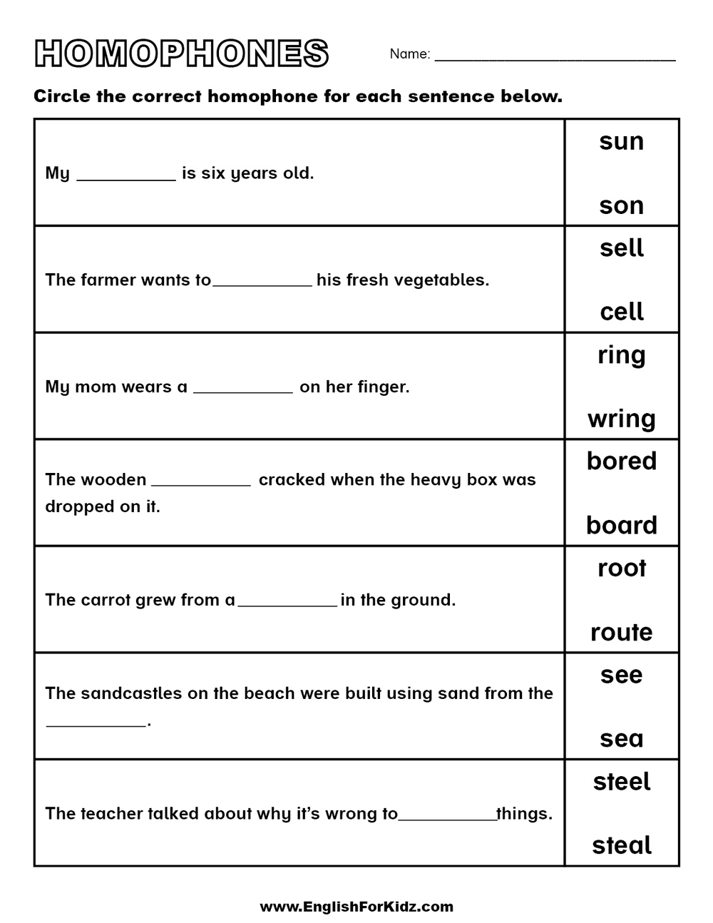 English For Kids Step By Step Homophones Worksheets And Posters English For Kids Step By Step Homophones Worksheets And Posters