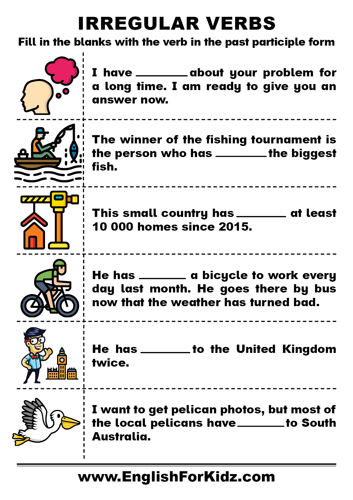 participials for highschool practice worksheets