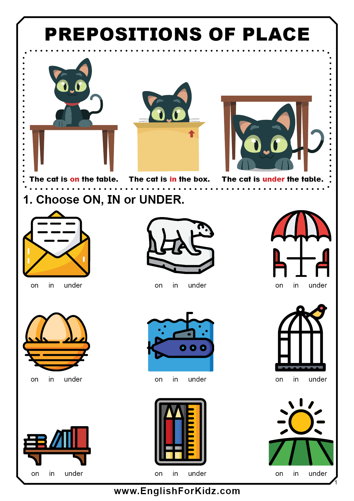 English For Kids Step By Step Prepositions Worksheets