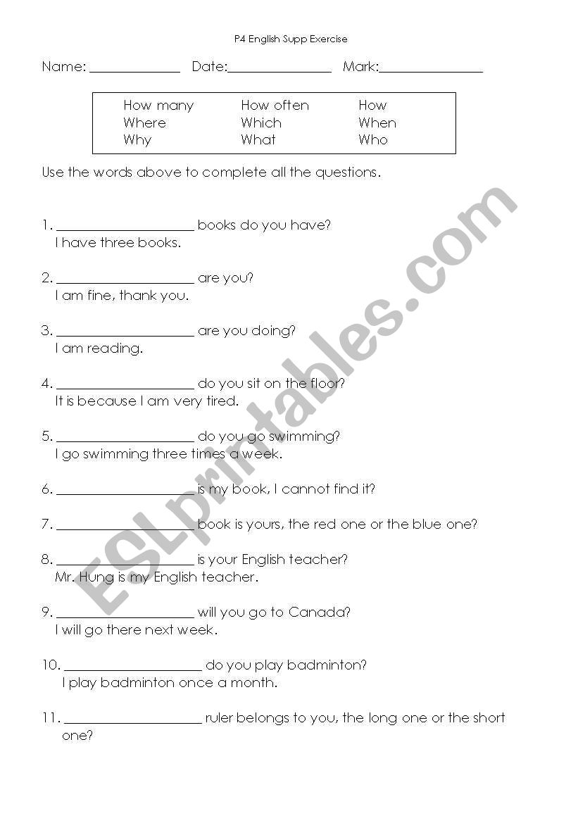 English Worksheets Fill In The Blanks With Correct Words