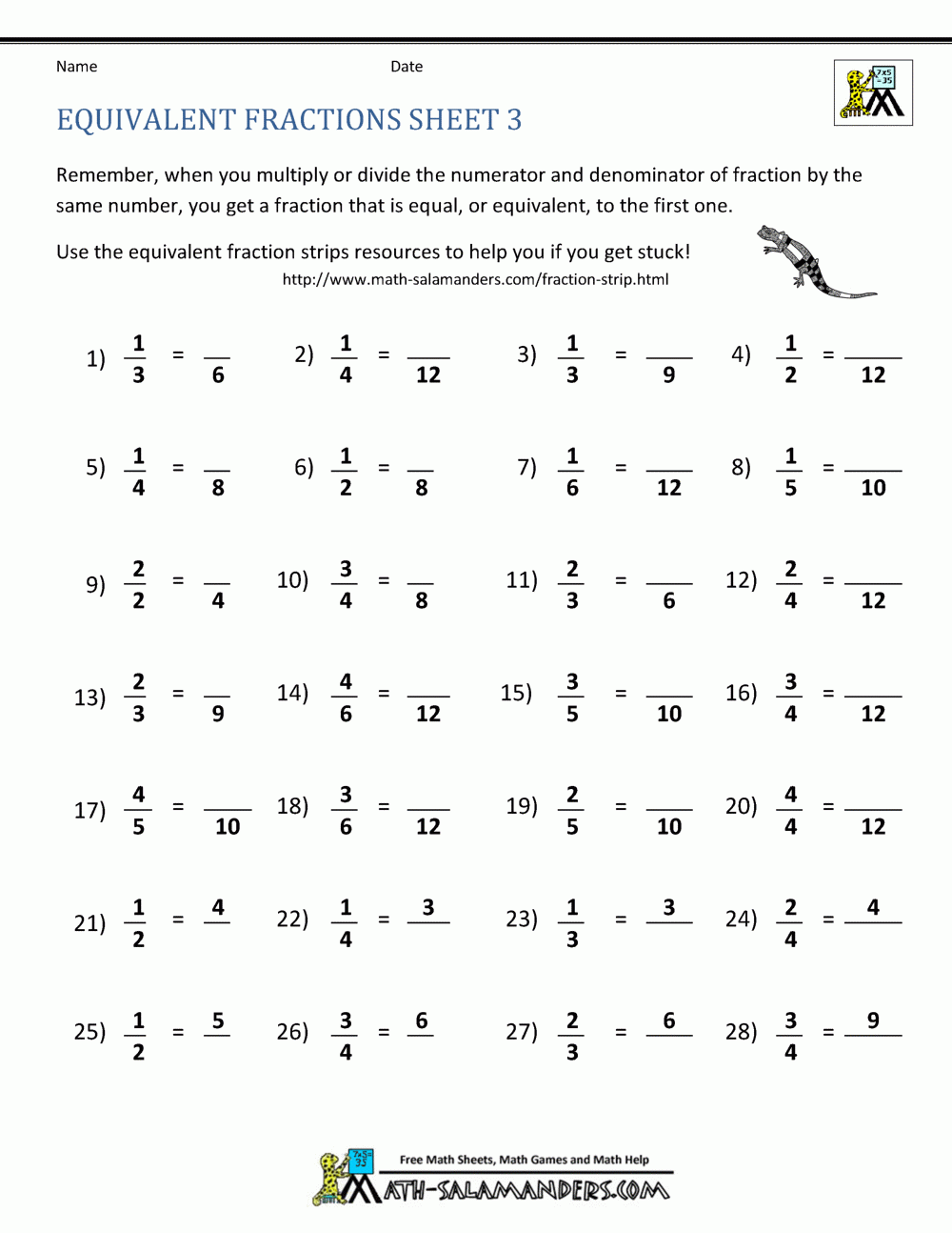 Equivalent Fractions Worksheet Worksheets Library Equivalent Fractions Worksheet Worksheets Library