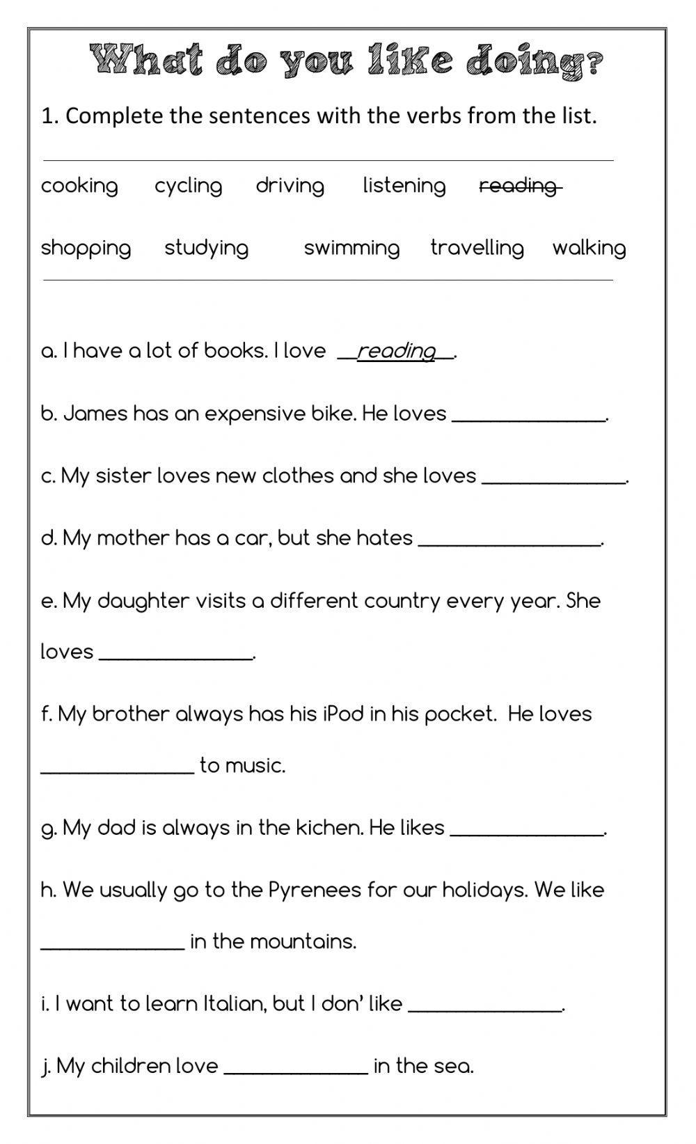 ESL Worksheets English Exercises Worksheets Library
