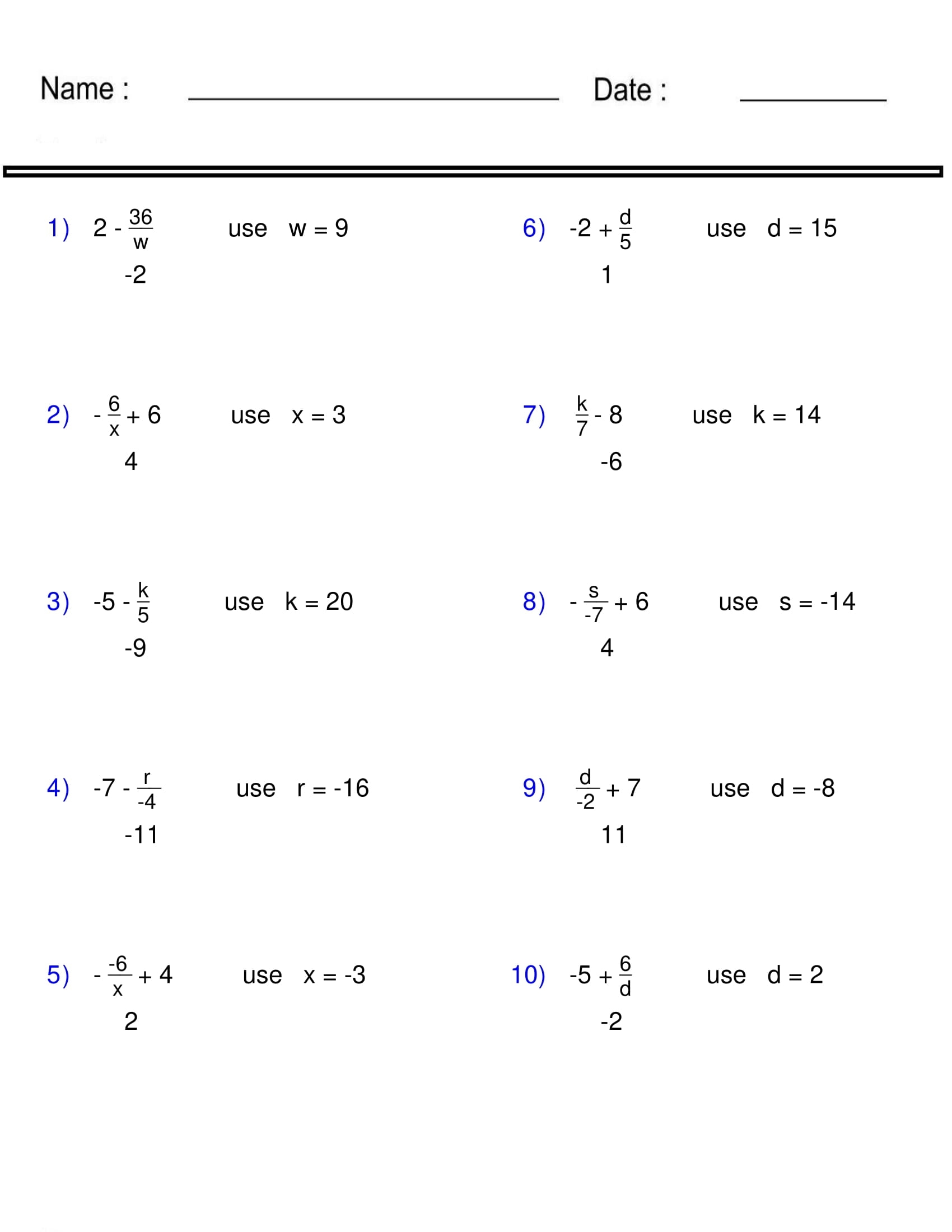 Evaluating Algebraic Expressions Worksheet Print Activity Pre Algebra Made By Teachers